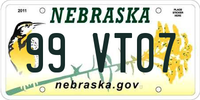 NE license plate 99VT07