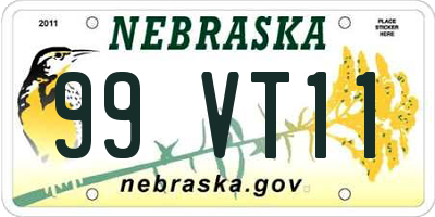 NE license plate 99VT11