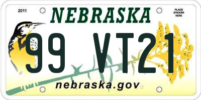 NE license plate 99VT21