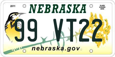 NE license plate 99VT22