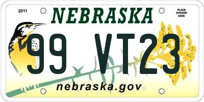 NE license plate 99VT23