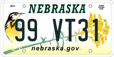 NE license plate 99VT31