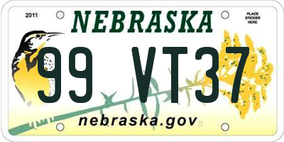 NE license plate 99VT37