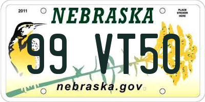 NE license plate 99VT50