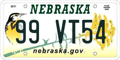 NE license plate 99VT54