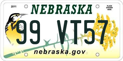 NE license plate 99VT57