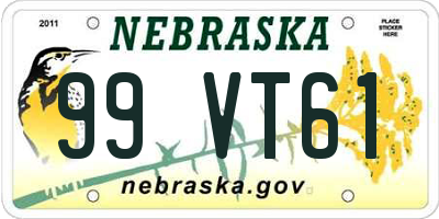 NE license plate 99VT61