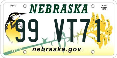 NE license plate 99VT71