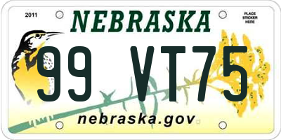 NE license plate 99VT75