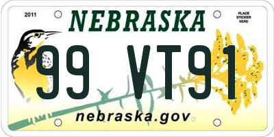 NE license plate 99VT91