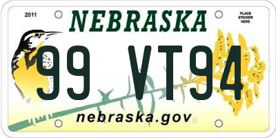 NE license plate 99VT94