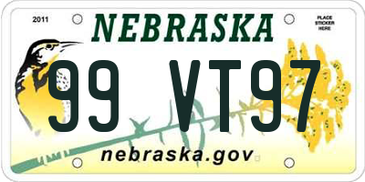 NE license plate 99VT97