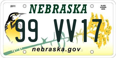 NE license plate 99VV17