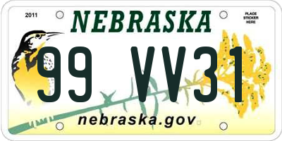 NE license plate 99VV31