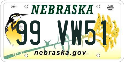 NE license plate 99VW51