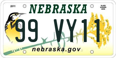 NE license plate 99VY11