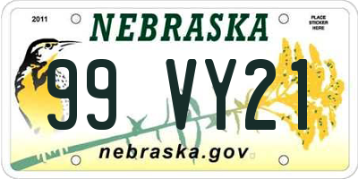 NE license plate 99VY21