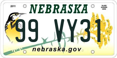 NE license plate 99VY31