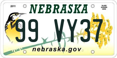 NE license plate 99VY37