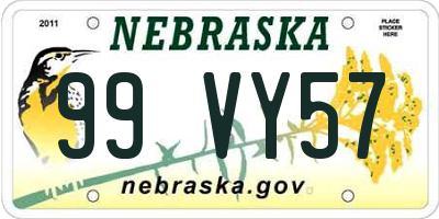 NE license plate 99VY57