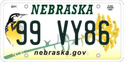 NE license plate 99VY86