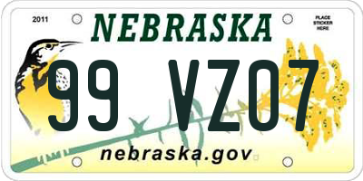 NE license plate 99VZ07