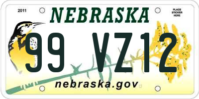 NE license plate 99VZ12