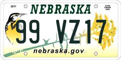 NE license plate 99VZ17