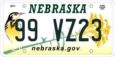 NE license plate 99VZ23