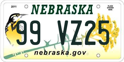 NE license plate 99VZ25