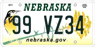 NE license plate 99VZ34