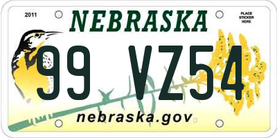 NE license plate 99VZ54