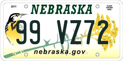 NE license plate 99VZ72