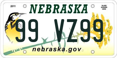 NE license plate 99VZ99