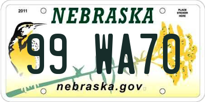 NE license plate 99WA70