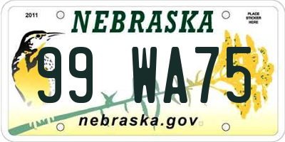 NE license plate 99WA75