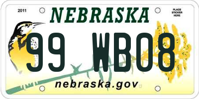 NE license plate 99WB08