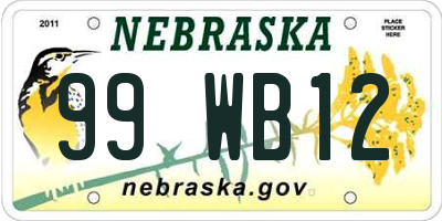 NE license plate 99WB12