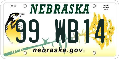 NE license plate 99WB14