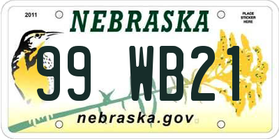 NE license plate 99WB21