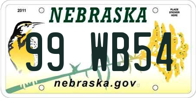 NE license plate 99WB54