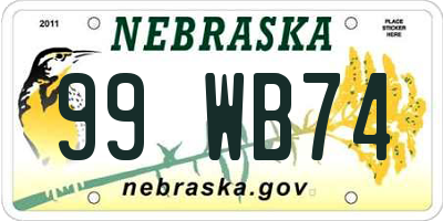 NE license plate 99WB74