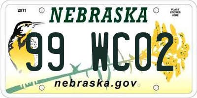 NE license plate 99WC02