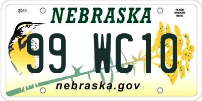 NE license plate 99WC10