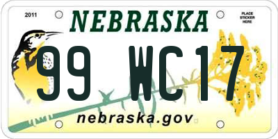 NE license plate 99WC17