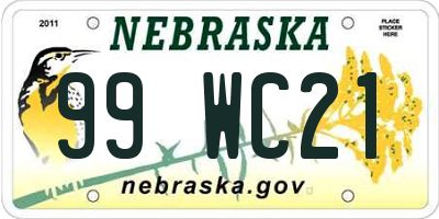 NE license plate 99WC21