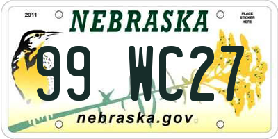 NE license plate 99WC27