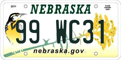 NE license plate 99WC31