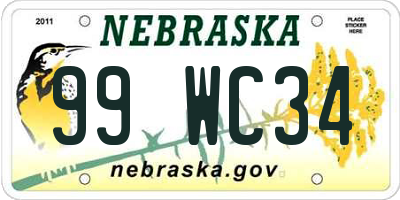 NE license plate 99WC34