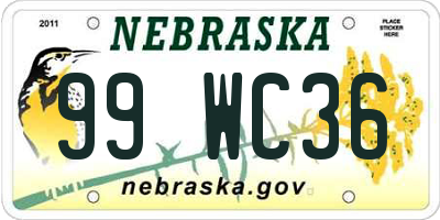 NE license plate 99WC36